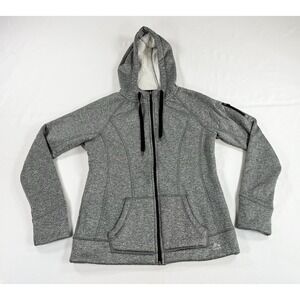 RBX Sherpa Fleece Lined Full Zip Hoodie Jacket Space Dye Gray Womens Medium M